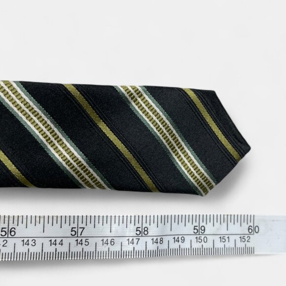 Geoffrey Beene Silk Tie Striped Geometric Black Green Formal Dress - Picture 6 of 6
